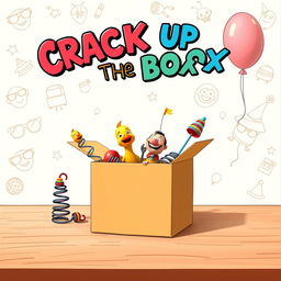 A whimsical comedy film poster titled 'Crack Up the Box'