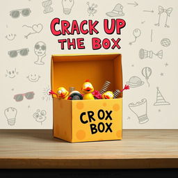 A whimsical comedy film poster titled 'Crack Up the Box'