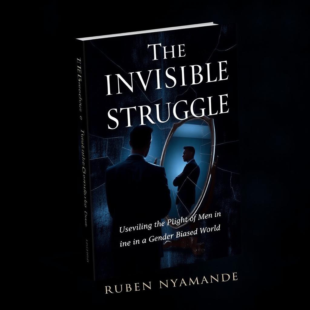 A striking and insightful book cover for "The Invisible Struggle: Unveiling the Plight of Men in a Gender-Biased World" by Reuben Nyamande