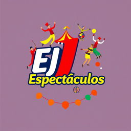 A vibrant and festive logo for 'EJ Espectáculos'