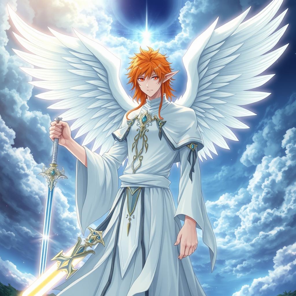 Ichigo Kurosaki in his white bankai form, transformed into a half-elf Aasimar