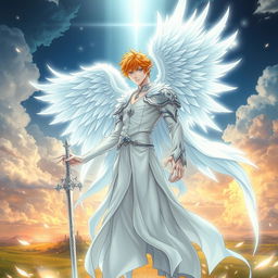 Ichigo Kurosaki in his white bankai form, transformed into a half-elf Aasimar