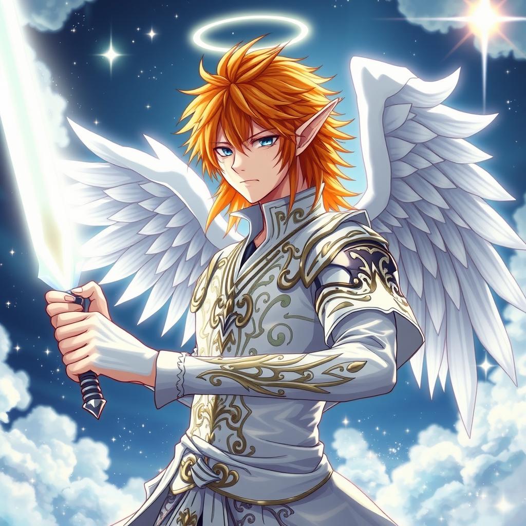 Ichigo Kurosaki transformed into a half-elf Aasimar in his white bankai form