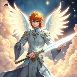 Ichigo Kurosaki transformed into a half-elf Aasimar in his white bankai form