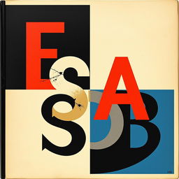 A cover design inspired by Expressionism, Surrealism, Abstractionism, and Bauhaus, featuring the initials E, S, A, B