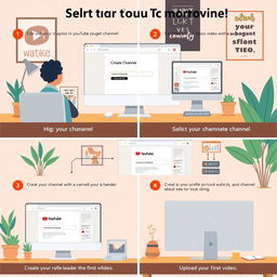 A step-by-step illustration of creating a YouTube channel