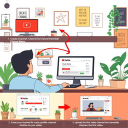 A step-by-step illustration of creating a YouTube channel