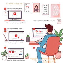 A step-by-step illustration of creating a YouTube channel