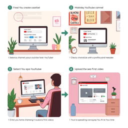 A step-by-step illustration of creating a YouTube channel