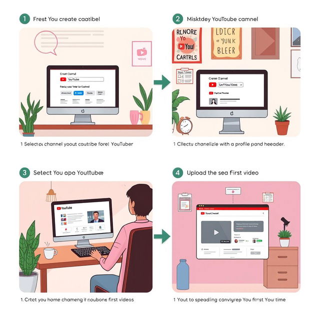 A step-by-step illustration of creating a YouTube channel