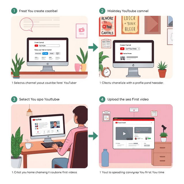 A step-by-step illustration of creating a YouTube channel