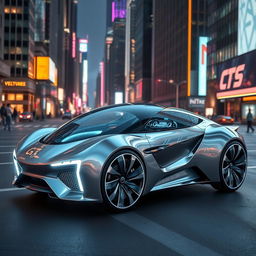 A sleek and advanced futuristic automobile with a streamlined, aerodynamic design