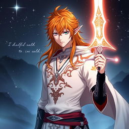 Ichigo Kurosaki in his white bankai form, envisioned as a half-elf