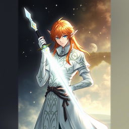 Ichigo Kurosaki in his white bankai form, envisioned as a half-elf