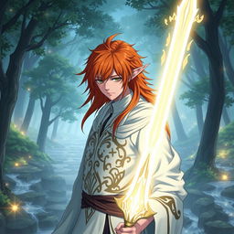 Ichigo Kurosaki in his white bankai form, reimagined as a half-elf