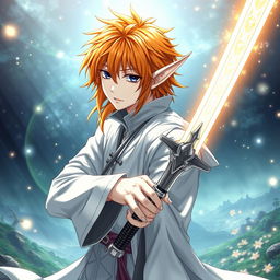 Ichigo Kurosaki in his white bankai form, portrayed as a half-elf