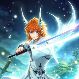 Ichigo Kurosaki in his white bankai form, portrayed as a half-elf