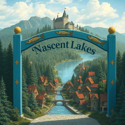 a bohemian-style village nestled in a dense forest, surrounded by numerous trees, rivers, and lakes