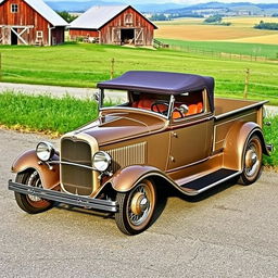 A 1932 Ford Roadster truck featuring a removable top, showcasing its classic, vintage design