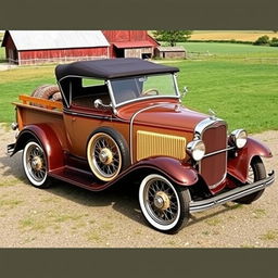 A 1932 Ford Roadster truck featuring a removable top, showcasing its classic, vintage design