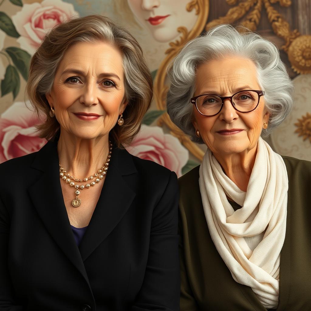 two attractive Caucasian women in their seventies, exuding confidence and grace