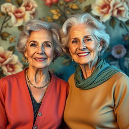 two attractive Caucasian women in their seventies, exuding confidence and grace