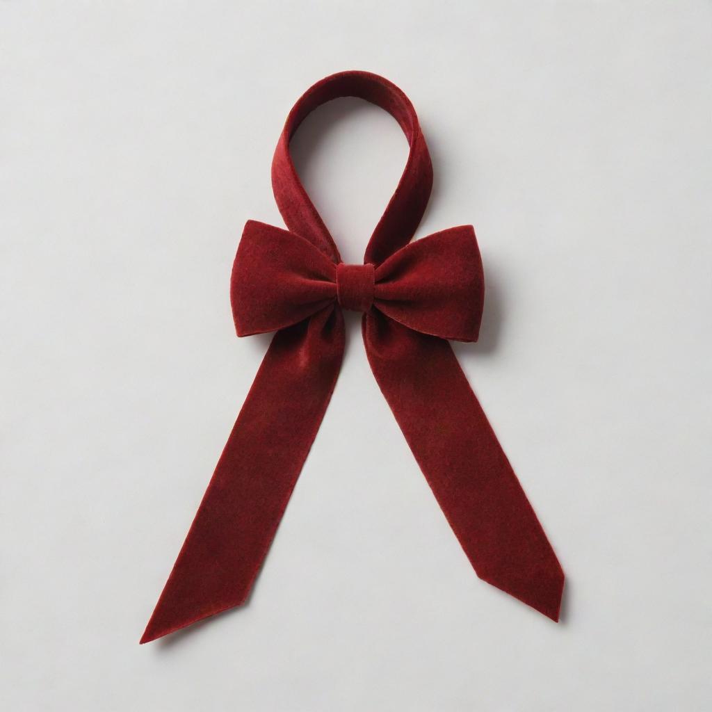 A simple, elegant bow made of red velvet ribbon