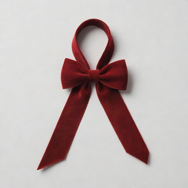 A simple, elegant bow made of red velvet ribbon