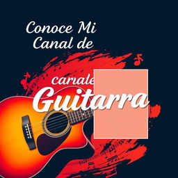 Miniatura atractiva para un video que introduce tu canal de música con guitarra, con espacio para incluir una foto tuya