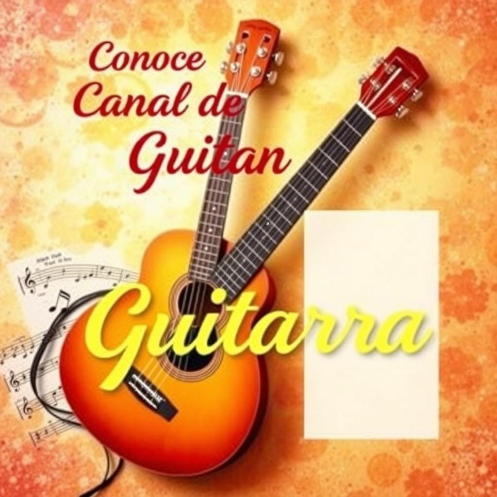 Miniatura atractiva para un video que introduce tu canal de música con guitarra, con espacio para incluir una foto tuya