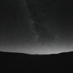 A view deep into the unknown, characterized by darkness. The only source of light could be a few distant stars that barely illuminate. It feels both haunting and majestic. Primarily in shades of black and specks of bright white.