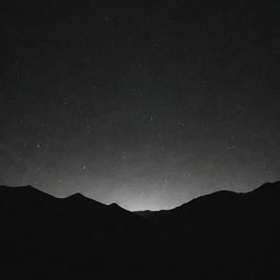 A view deep into the unknown, characterized by darkness. The only source of light could be a few distant stars that barely illuminate. It feels both haunting and majestic. Primarily in shades of black and specks of bright white.