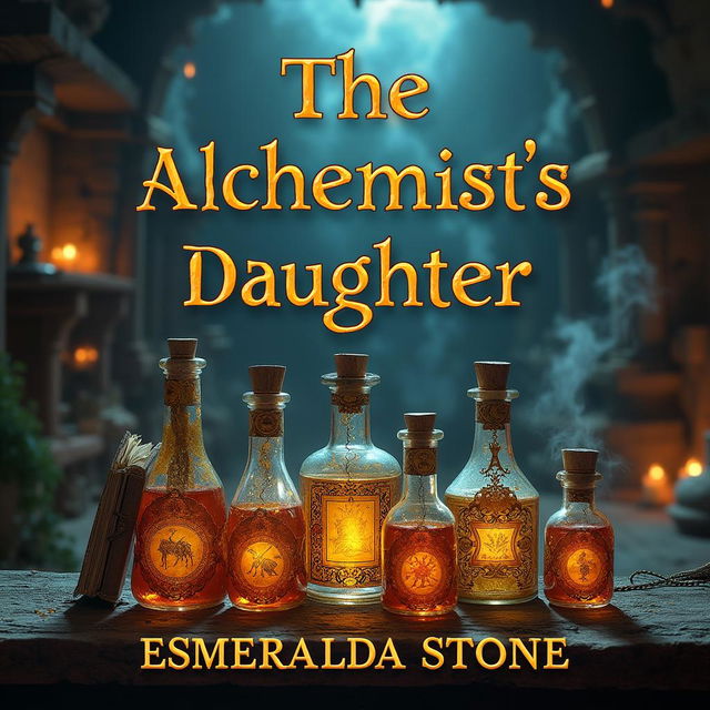 A captivating book cover for "The Alchemist's Daughter" by Esmeralda Stone