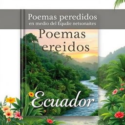 A natural and relaxing book cover titled 'Poemas perdidos en medio del Ecuador'