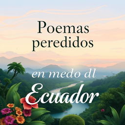 A natural and relaxing book cover titled 'Poemas perdidos en medio del Ecuador'