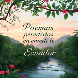 A natural and relaxing book cover titled 'Poemas perdidos en medio del Ecuador'