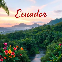 A natural and relaxing book cover, featuring a serene landscape inspired by Ecuador