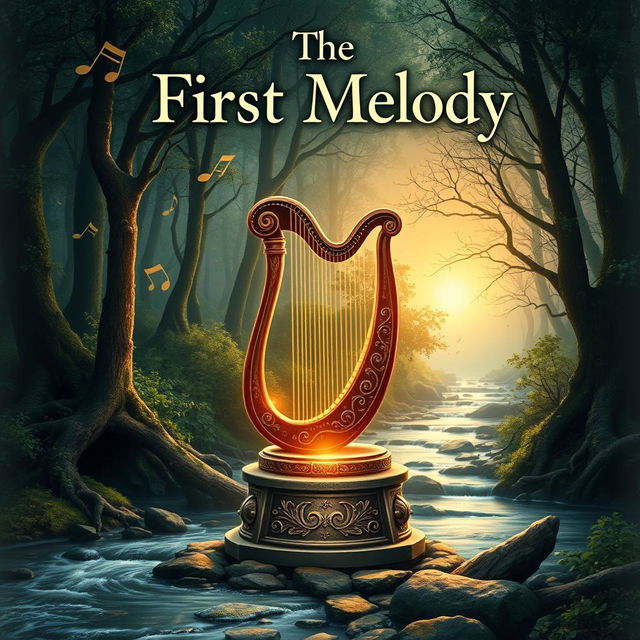 A captivating book cover for a novel titled "The First Melody"