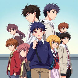 A captivating drama high school anime poster series featuring a diverse group of students with unique personalities and backgrounds, depicted in a variety of emotional and engaging school scenarios