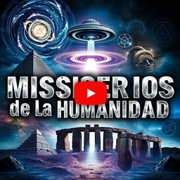 A captivating and mysterious YouTube thumbnail displaying the text 'Los Misterios de la Humanidad' in large, intriguing letters