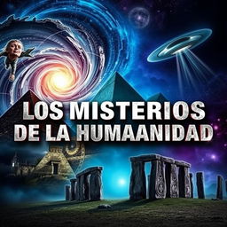 A captivating and mysterious YouTube thumbnail displaying the text 'Los Misterios de la Humanidad' in large, intriguing letters