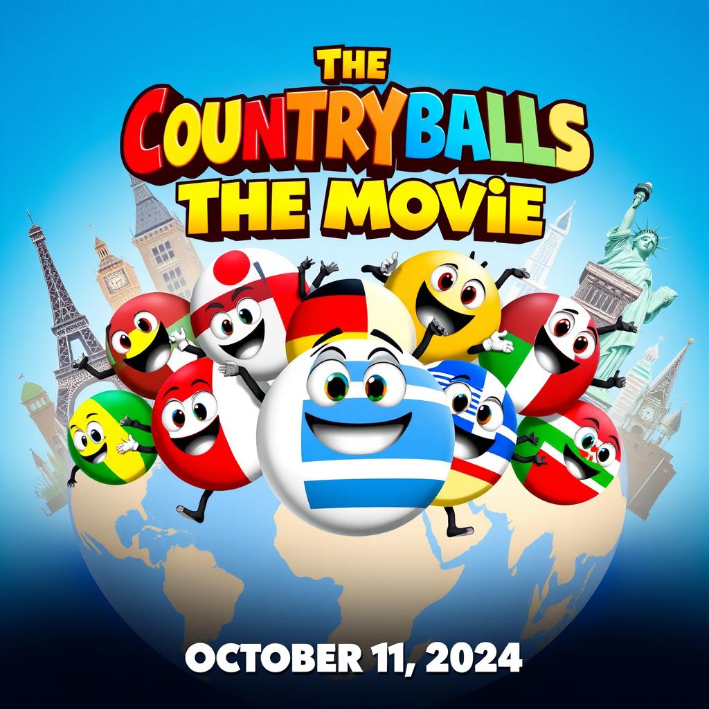 A cinematic poster for the animated film "The Countryballs The Movie" set to be released on October 11, 2024