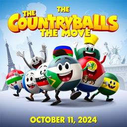 A cinematic poster for the animated film "The Countryballs The Movie" set to be released on October 11, 2024