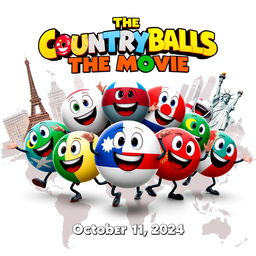 A cinematic poster for the animated film "The Countryballs The Movie" set to be released on October 11, 2024