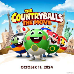 A cinematic poster for the animated film "The Countryballs The Movie" set to be released on October 11, 2024