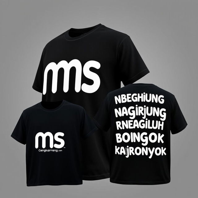 A black t-shirt featuring a bold "ms" logo on the front, accompanied by the word "Cengkareng" beneath it