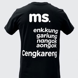 A black t-shirt featuring a bold "ms" logo on the front, accompanied by the word "Cengkareng" beneath it