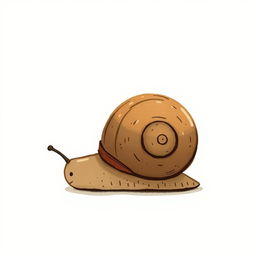 A close-up of a small brown snail, illustrated in Jon Klassen's distinctive style