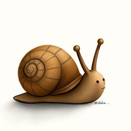 A close-up of a small brown snail, illustrated in Jon Klassen's distinctive style