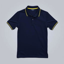 A navy blue polo shirt with a subtle, elegant design